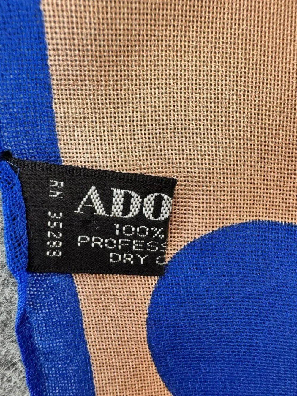 Vintage ADOLFO Silk Scarf, Polka Dots, Peachy Pink & Cobalt Blue 10